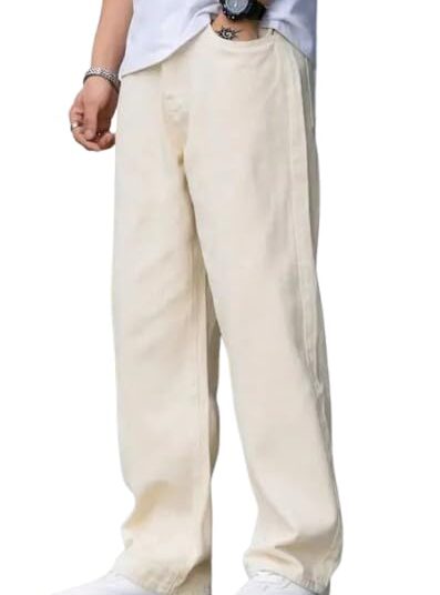 Comfits Beige Baggy Jeans for Men – Straight Fit
