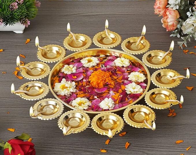 Webelkart Diya Shape Flower Decorative Urli Bowl for Home